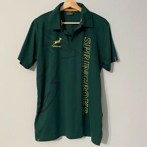 Springboks South Africa Rugby Polo Shirt Mens M Green Yellow